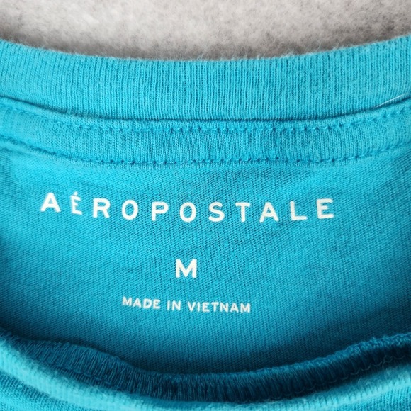 Aeropostale T-Shirt Women's M Teal Turquoise AERO 1987 Graphic 80s Retro - Picture 2 of 6